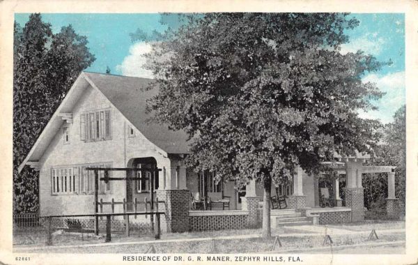 Zephyrhills Florida birds eye view Dr G. R. Maner residence antique pc BB827