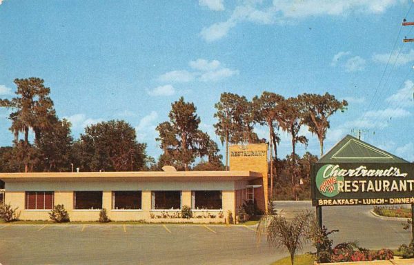 Bartow Florida birds eye view Chartrand's Restaurant vintage pc BB829