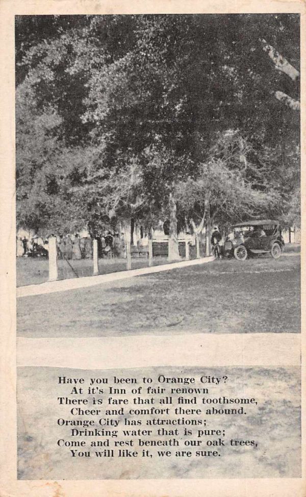 Orange City Greetings Poem Automobile Vintage Postcard AA953