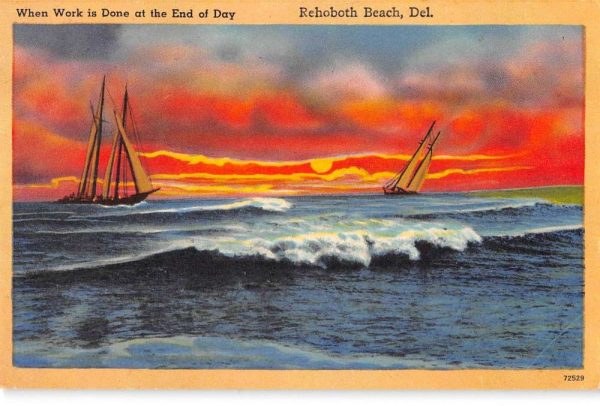 Rehoboth Beach Delaware birds-eye view atlantic ocean vintage pc CC455