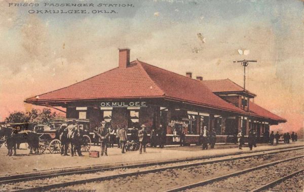 Okmulgee Oklahoma Frisco Passenger Station Railroad Vintage Postcard KK29