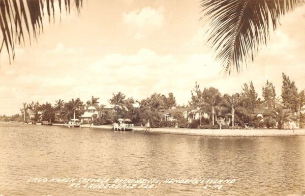 Fort Lauderdale Florida Lago Karen Cottage Apartments Real Photo Postcard KK314