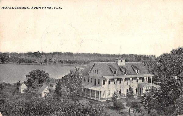 Avon Park Florida panoramic aerial view Hotel Verona antique pc BB1175