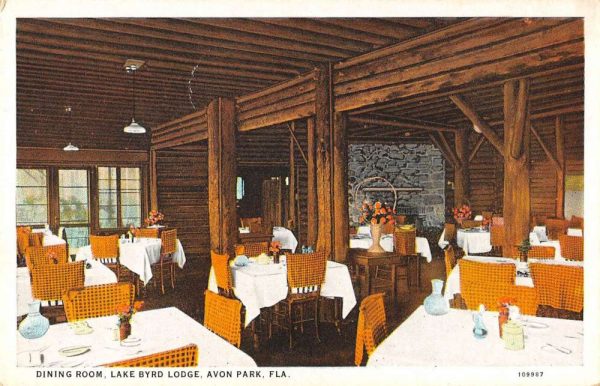 Avon Park Florida interior dining room Lake Byrd Lodge antique pc BB1183