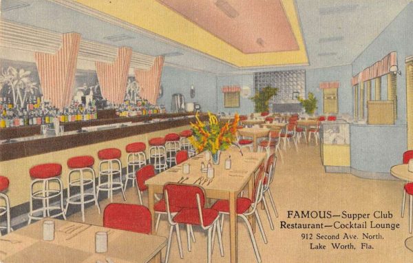 Lake Worth Florida "Famous" Supper Club Restaurant-Lounge antique pc BB1186