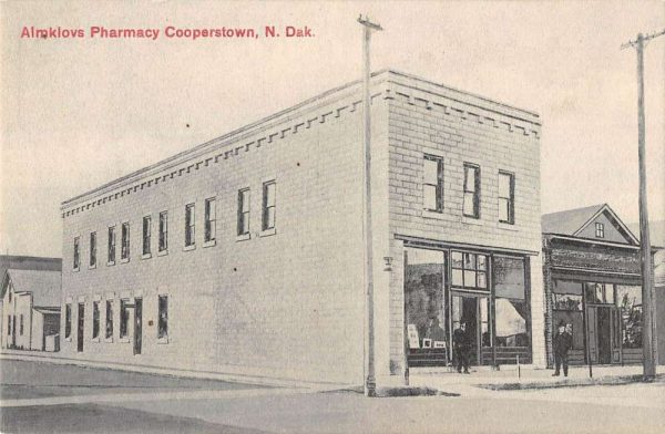 Cooperstown North Dakota view of Alroklovs Pharmacy antique pc BB1207