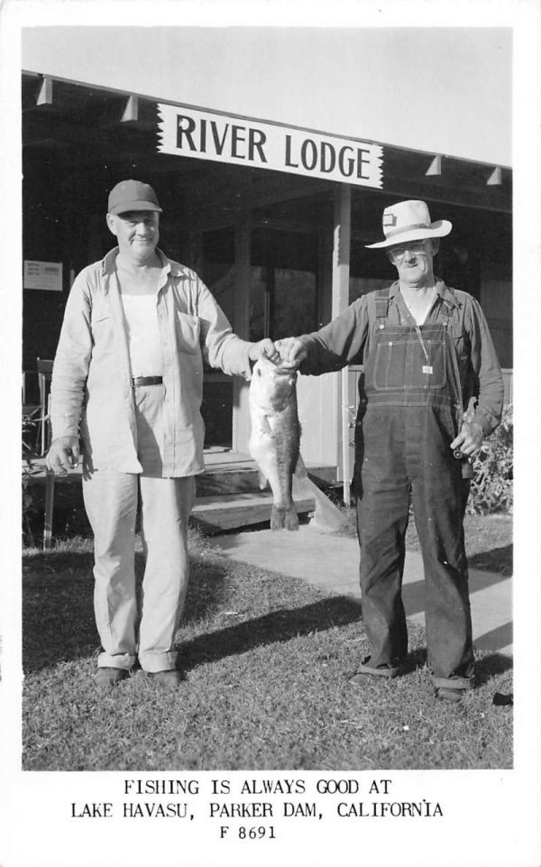 Lake Havasu California fishermen River Lodge Parker Dam real photo pc BB1229