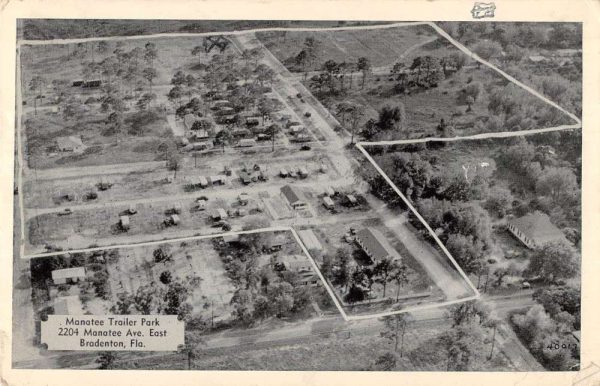 Bradenton Florida panoramic aerial view Manatee Trailer Park antique pc BB1248