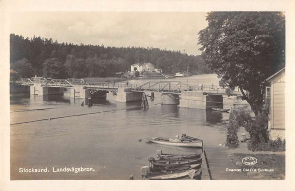 Stocksund Stockholm Sweden Landsvagsbron highway bridge real photo pc BB1285