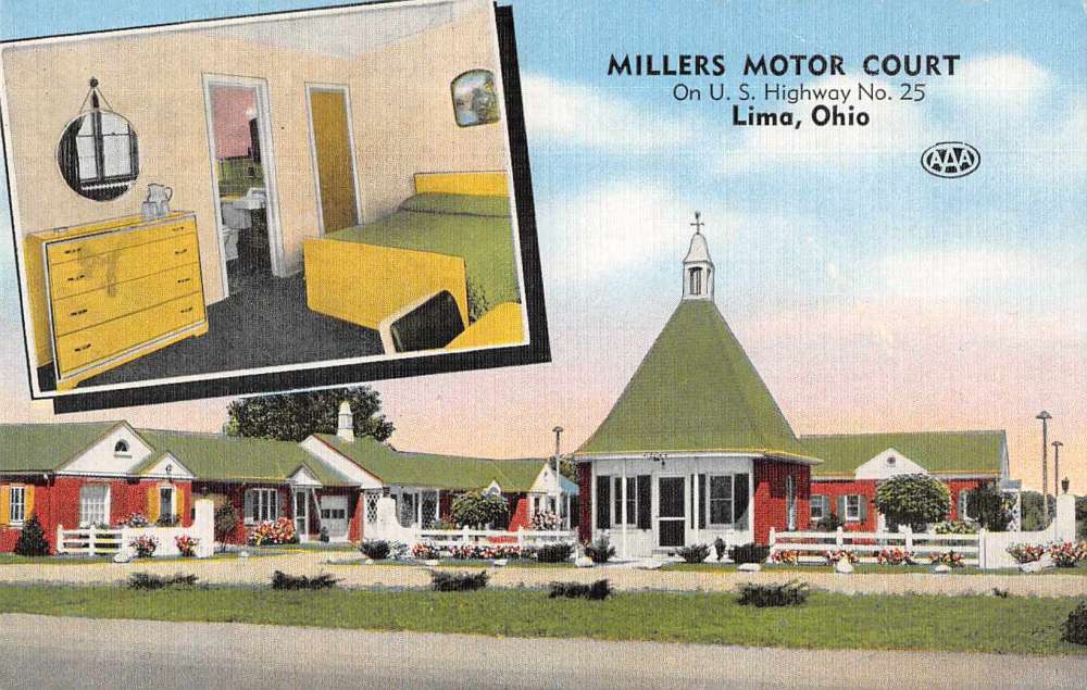Lima Ohio Millers Motor Court Vintage Postcard AA9396 Mary L Martin