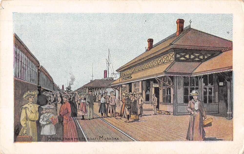 Muskoka Canada Train Station Vintage Postcard Aa16177 Mary L Martin Ltd Postcards 6670