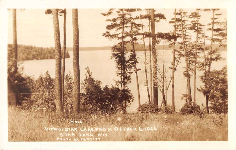 Star Lake Wisconsin View from Oliver Lodge Real Photo Vintage Postcard ...