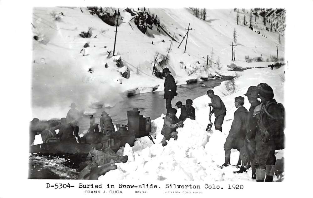 Silverton Colorado Train Buried in Snowslide Real Photo Vintage