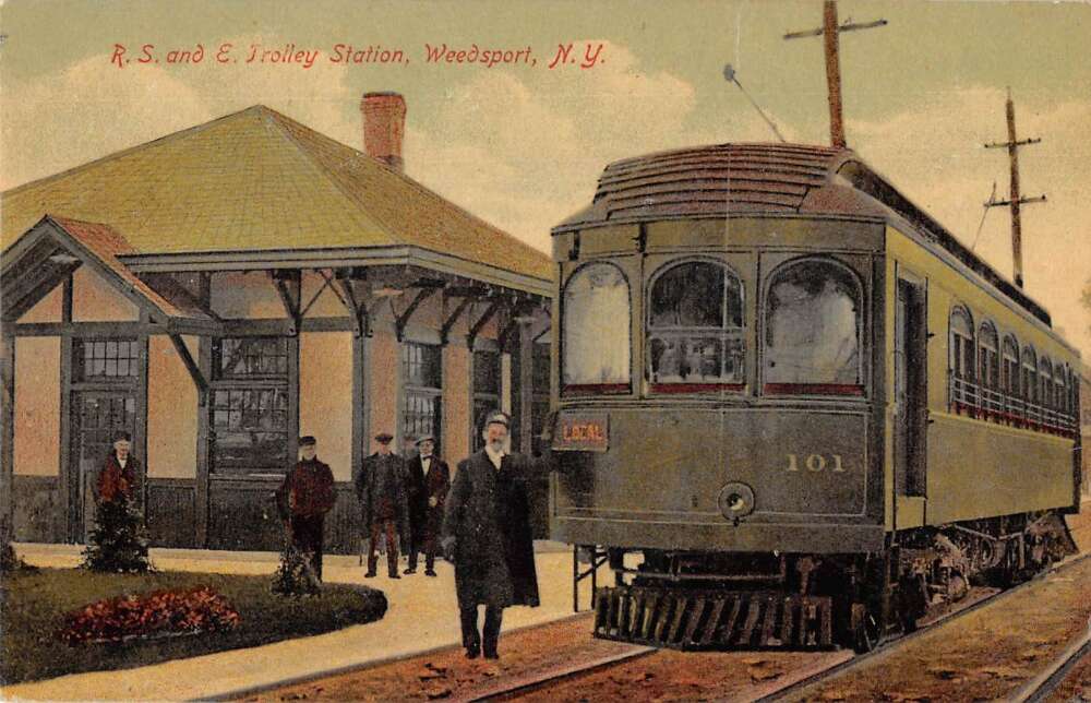 Weedsport New York Trolley Station Depot Vintage Postcard AA25936