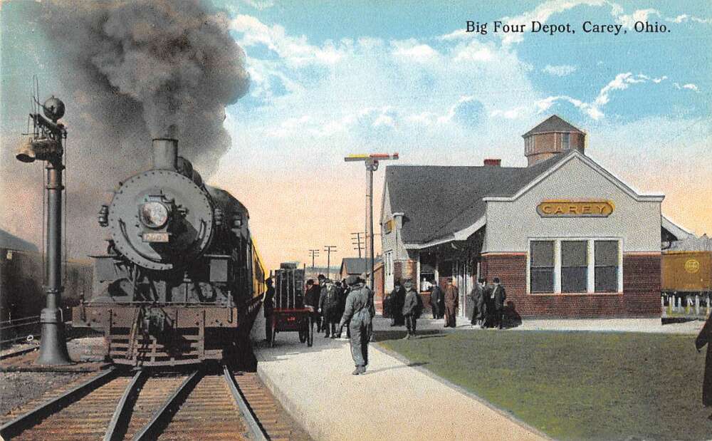 Carey Ohio Big Four Depot Train Station Vintage Postcard Aa27313 Mary L Martin Ltd Postcards 9576