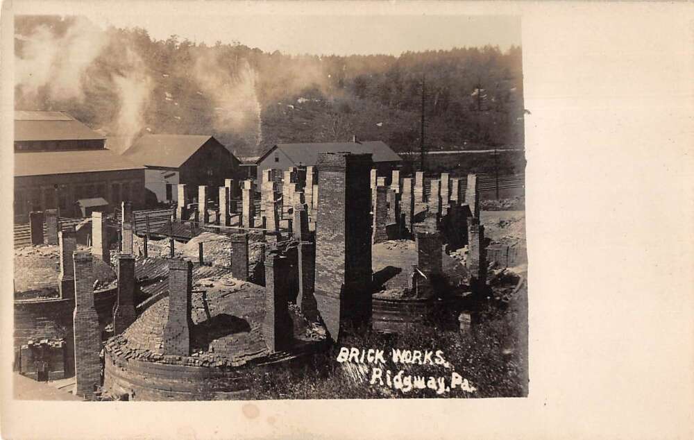 Ridgway Pennsylvania Brick Works Real Photo Vintage Postcard