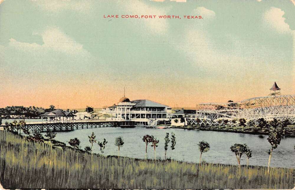 fort-worth-texas-lake-como-roller-coaster-vintage-postcard-aa29653