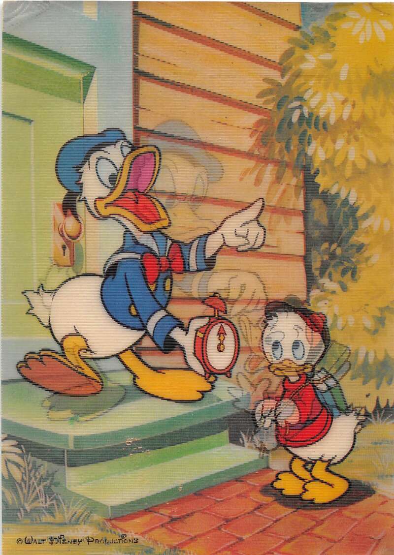 Disney 3D Lenticular Donald Duck and Huey Vintage Postcard AA36803