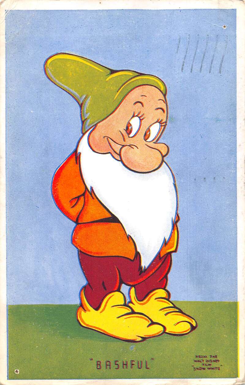 Walt Disney Snow White Seven Dwarves Bashful Vintage Postcard Aa48576 Mary L Martin Ltd 