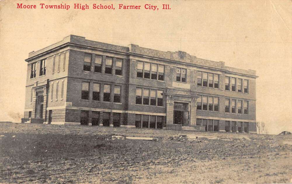 Farmer City Illinois Moore Township High School Vintage Postcard ...