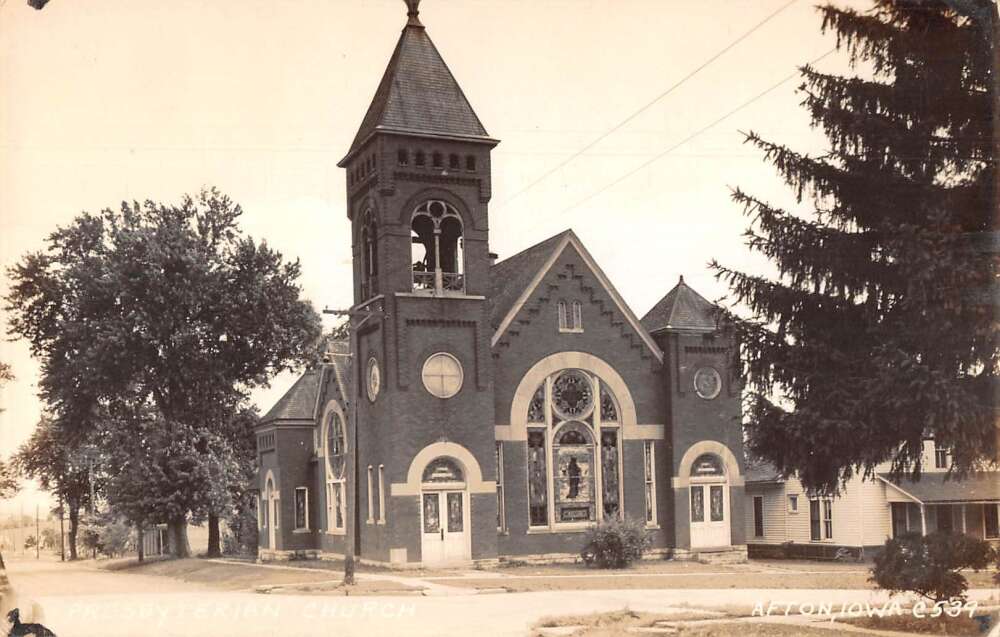 Afton Iowa Presbyterian Church Real Photo Vintage Postcard AA56089