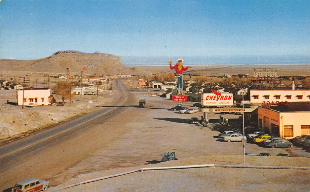 Wendover Utah Nevada Chevron Sign Rest Area Birds Eye View Postcard   0000871401 1 