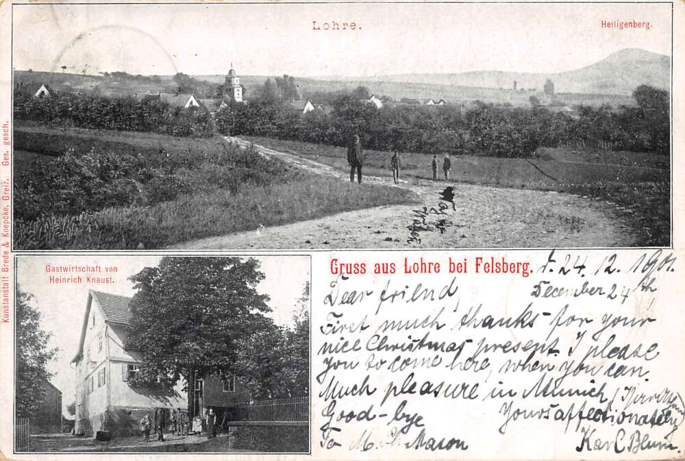 Lohre bei Felsberg Germany Birds Eye View Gruss aus Vintage Postcard ...