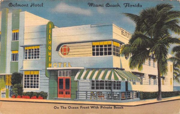 Miami Beach Florida Belmont Hotel Exterior View Vintage Postcard U41