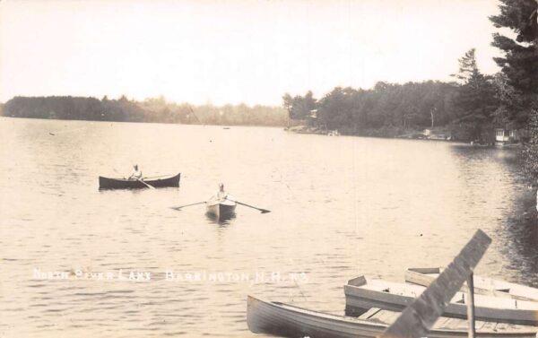 Barrington New Hampshire Canoes on North River Lake Real Photo Vintage PC U842