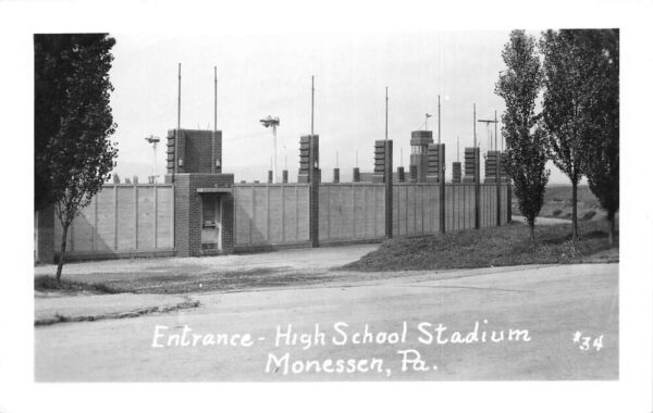 Monessen Pennsylvania High School Stadium Entrance Real Photo PC AA64228