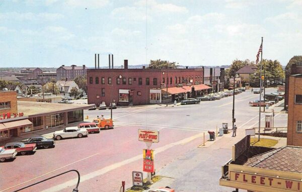 Rittman Ohio Aerial View of Public Square Gas Station Vintage Postcard U1175