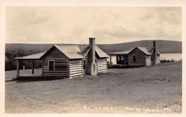 Shin Pond Maine Shin Pond River Cabins Real Photo Vintage Postcard U1514