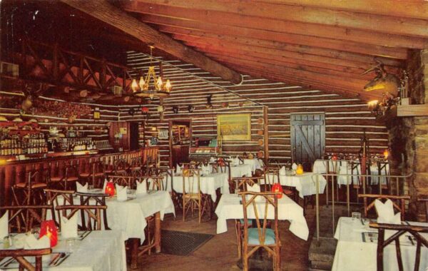 Manahawkin New Jersey Clayton's Log Cabin Dining Room Vintage Postcard AA64476