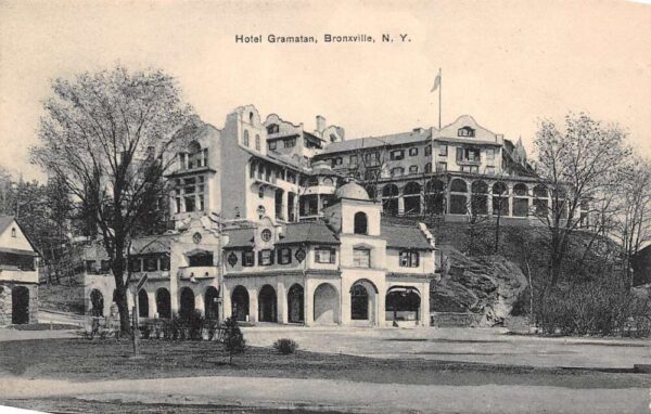 Bronxville New York Hotel Gramatan B/W Lithograph Vintage Postcard U2116