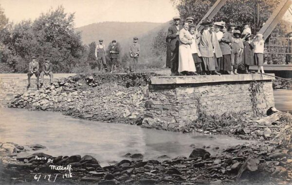 Knoxville Pennsylvania People at End of Bridge After Flood Real Photo PC AA64884