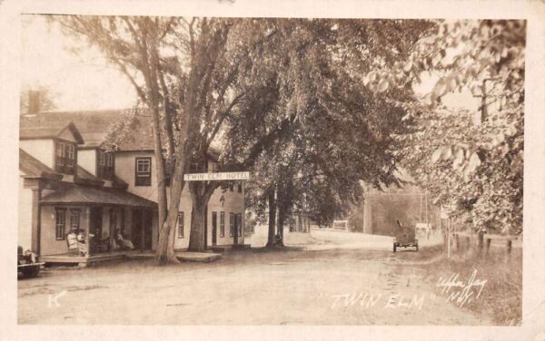 Twin Elm New York Street Scene Twin Elm Hotel Real Photo Postcard AA65324