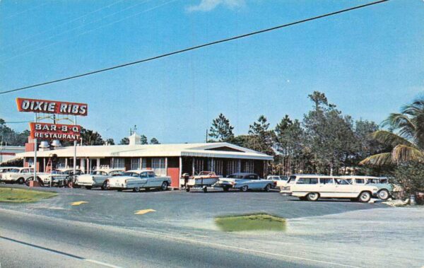 Miami Florida Flynn's Dixie Ribs Bar-B-Q Restaurant Photochrome Vintage PC U4545