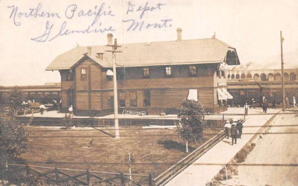 Glendive Montana Northern Pacific Depot Train Station Real Photo PC AA68051