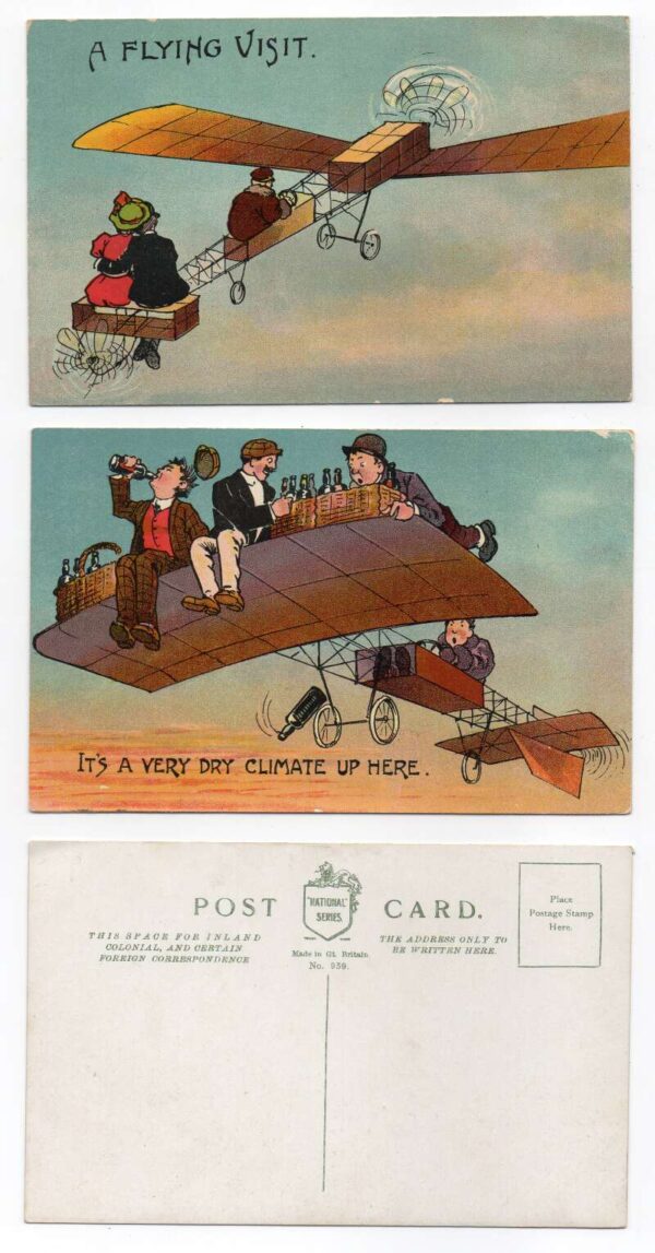 Group of 5 Airplane Greetings People Flying Humor Vintage Postcards AA68756 - Image 2