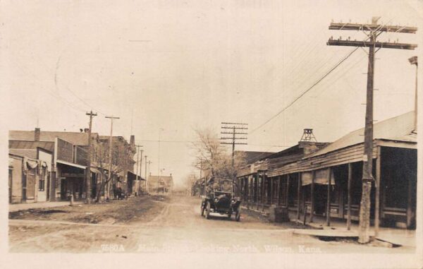 Wilson Kansas Main Street, Looking North Real Photo Vintage Postcard U5948