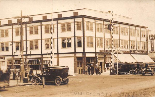 Old Orchard Maine Town Scene, Drug Store, Real Photo Vintage Postcard U6327