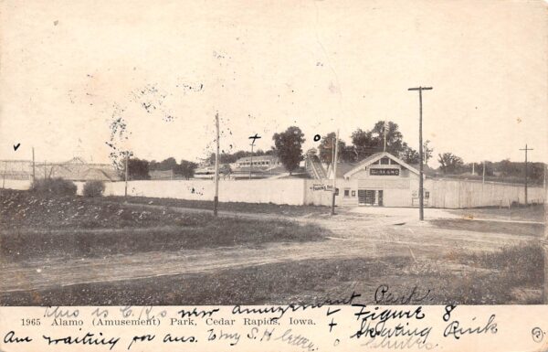 Cedar Rapids Iowa Alamo Amusement Park, Undivided Back Vintage Postcard U7647