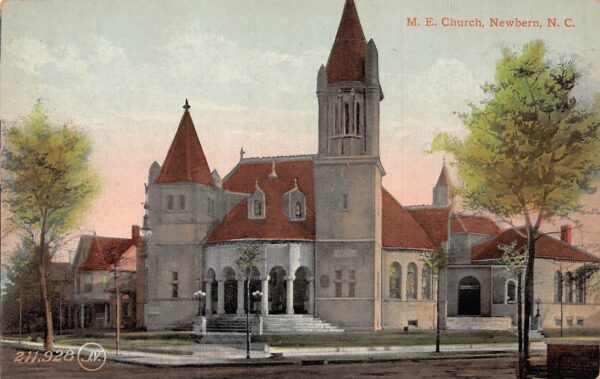 New Bern North Carolina Methodist Episcopal Church, Color Lithograph PC U8484