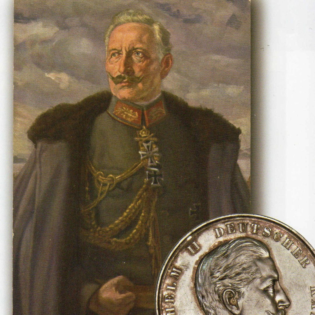 postcard with a man and a coin on it. 