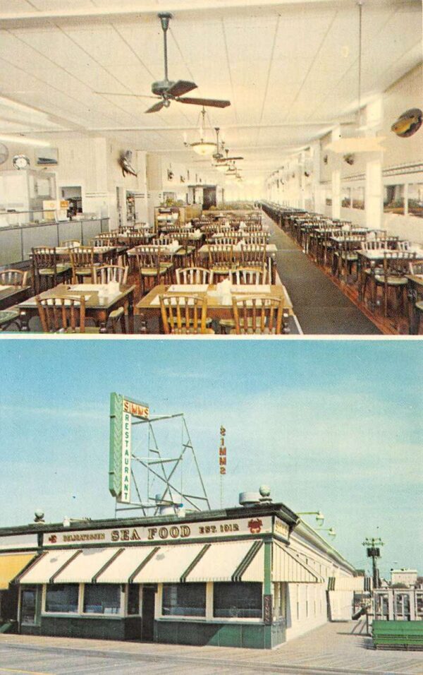 Ocean City New Jersey Simms' Restaurant, Multi-View Chrome Vintage PC U10075