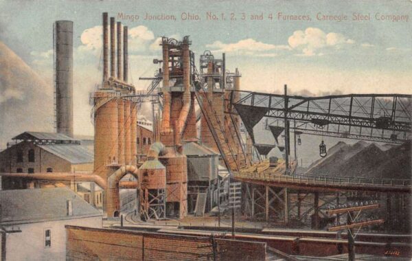 Mingo Junction Ohio Carnegie Steel Co Furnaces Vintage Postcard AA74781