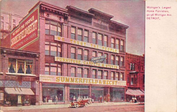 Detroit Michigan Summerfield Hecht Furniture Store Vintage Postcard AA79798