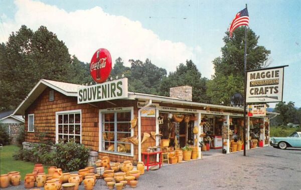 Waynesville North Carolina Maggie Mountaineer Crafts Coke Sign Postcard AA79819