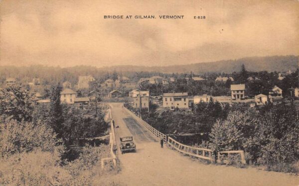 Gilman Vermont Bridge Birds Eye View Vintage Postcard AA79831