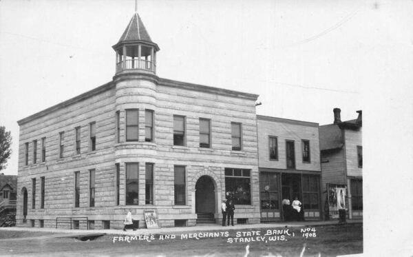 Stanley Wisconsin Farmers and Merchants State Bank Real Photo Postcard AA79867